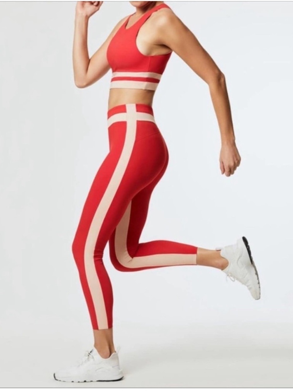 Vaara Freya Leggings Red White Stripe 7/8 High Rise Size XS